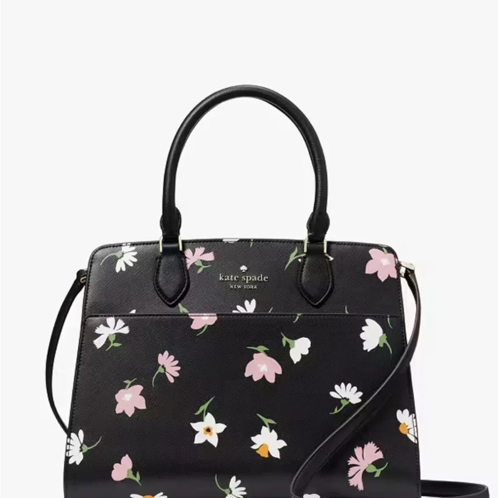 Kate Spade Madison Floral Waltz Medium Top Zip Satchel KF440 Black Multi